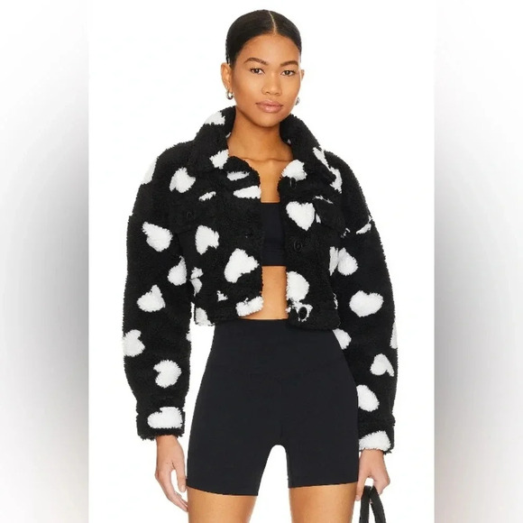 Beach Riot Devin Jacket, black with white hearts - Picture 5 of 10